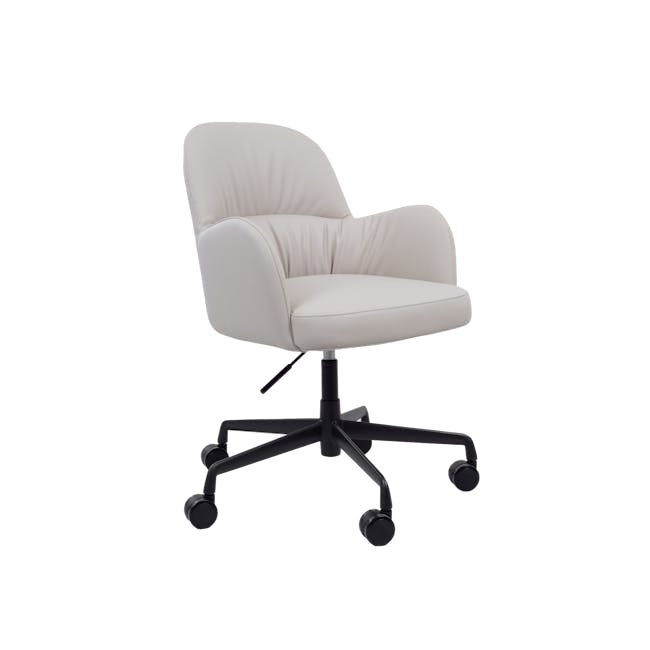 Marcel Mid Back Office Chair - Beige (Faux Leather) - 2 - Mint green leather swivel office chair, minimalist design