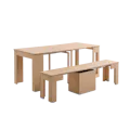 Flexi-Table Extendable Dining Table with Extendable Bench 0.4m-1.8m - Natural