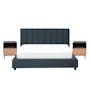 Elliot King Bed in Midnight with 2 Lewis Bedside Tables in Black, Oak - 0