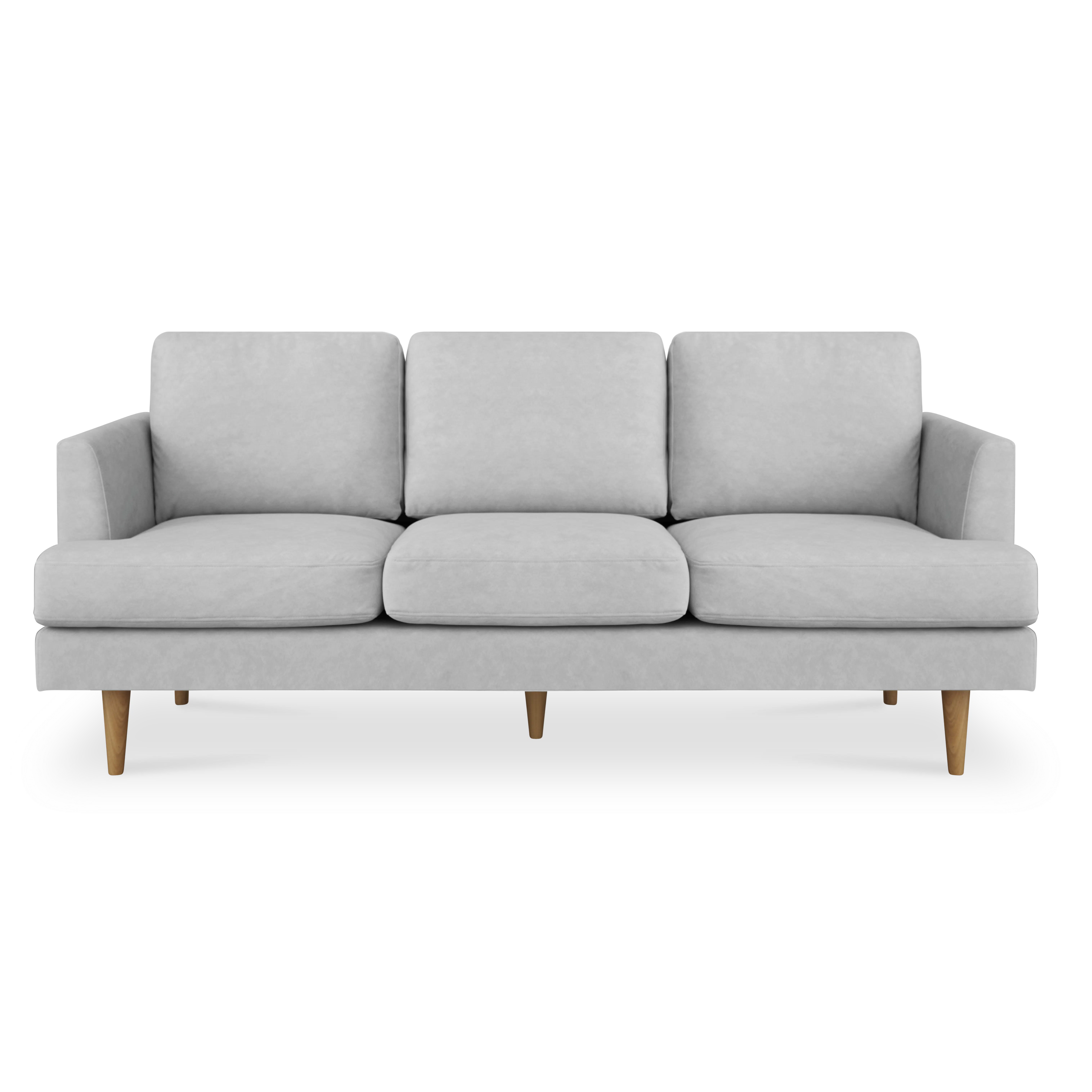 Soma 3 Seater Sofa with Soma Armchair - Silver (Scratch Resistant) - 10 - Grey upholstered sectional sofa, minimalist