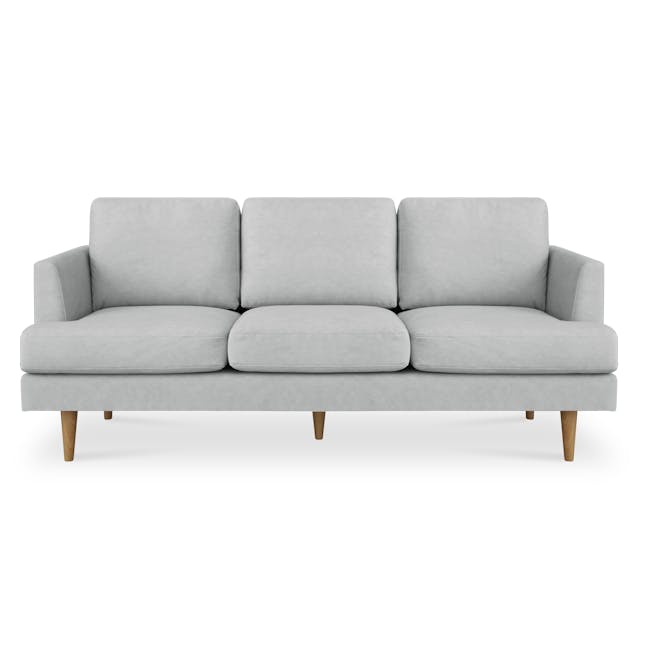 Soma 3 Seater Sofa with Soma Armchair - Silver (Scratch Resistant) - 10 - Grey upholstered sectional sofa, minimalist