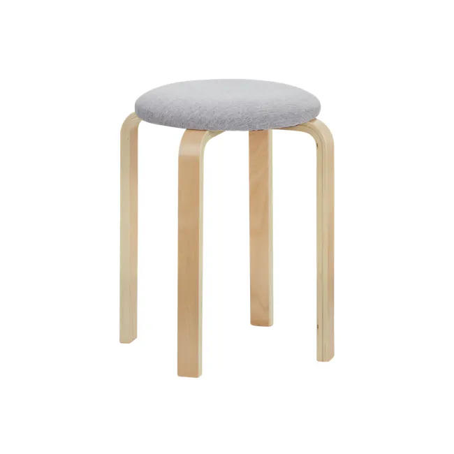(Display Piece) Mizuki Fabric Stool - Light Grey - 1