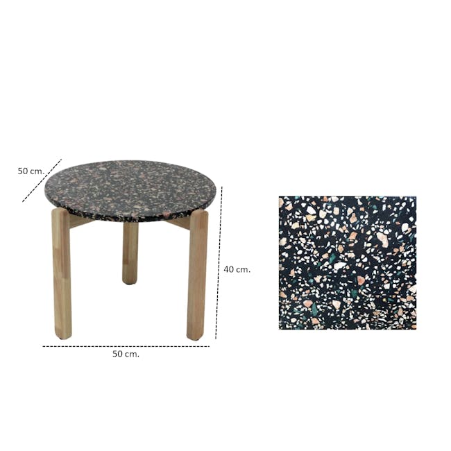 Giselle Round Side Table - Black Terrazzo - 4