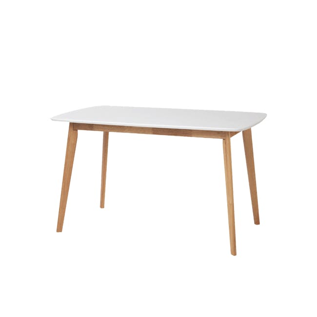 Harold Dining Table 1.2m - Natural, White - 1 - Modern minimalist table with wooden legs, light wood finish, white top
