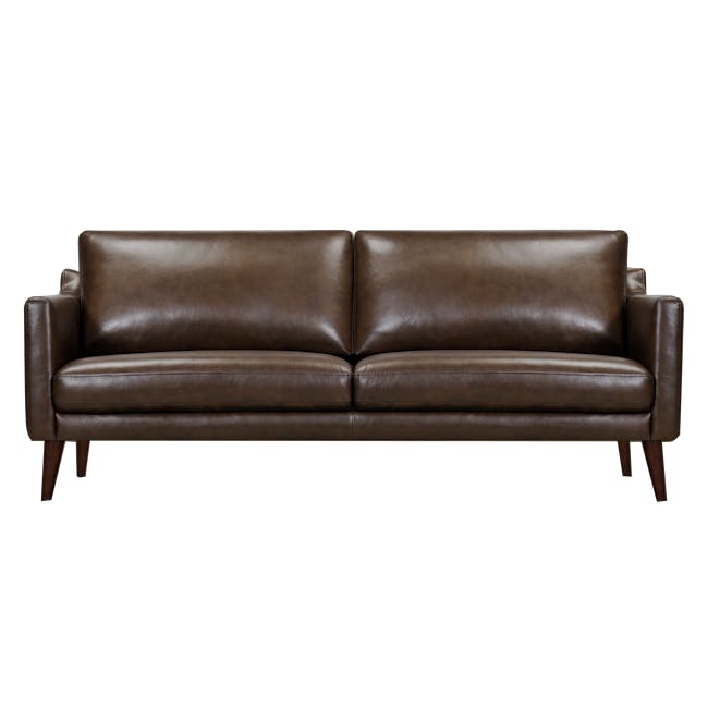 Luka 3 Seater Sofa - Brunette (Genuine Cowhide Leather) - 0