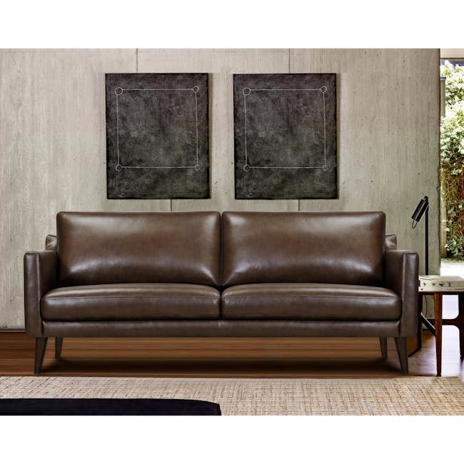 Luka 3 Seater Sofa - Brunette (Genuine Cowhide Leather) - 1