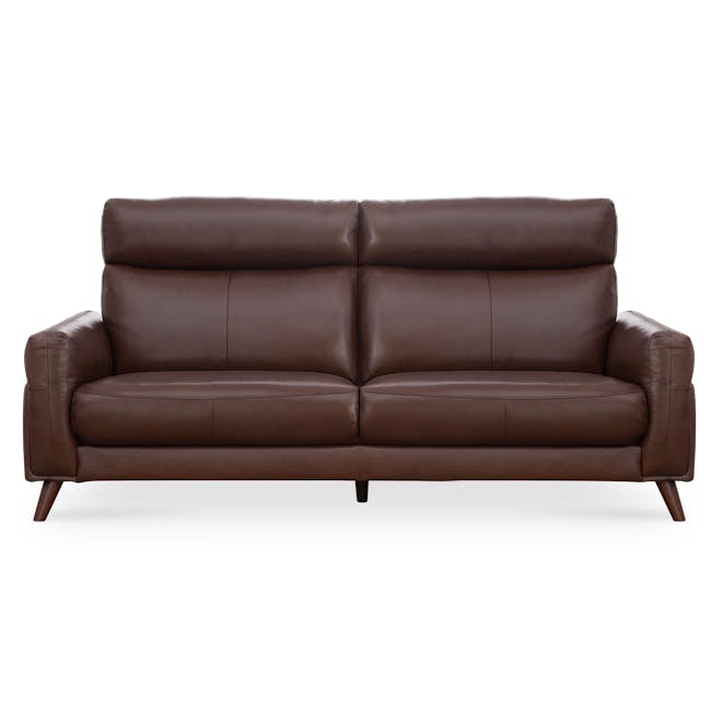 William 3 Seater Sofa - Chocolate (Genuine Cowhide Leather) - 0