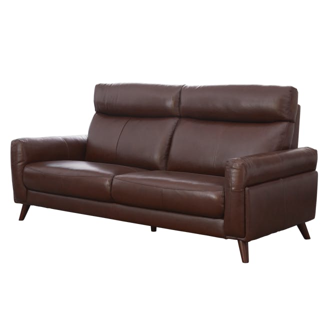 William 3 Seater Sofa - Chocolate (Genuine Cowhide Leather) - 2