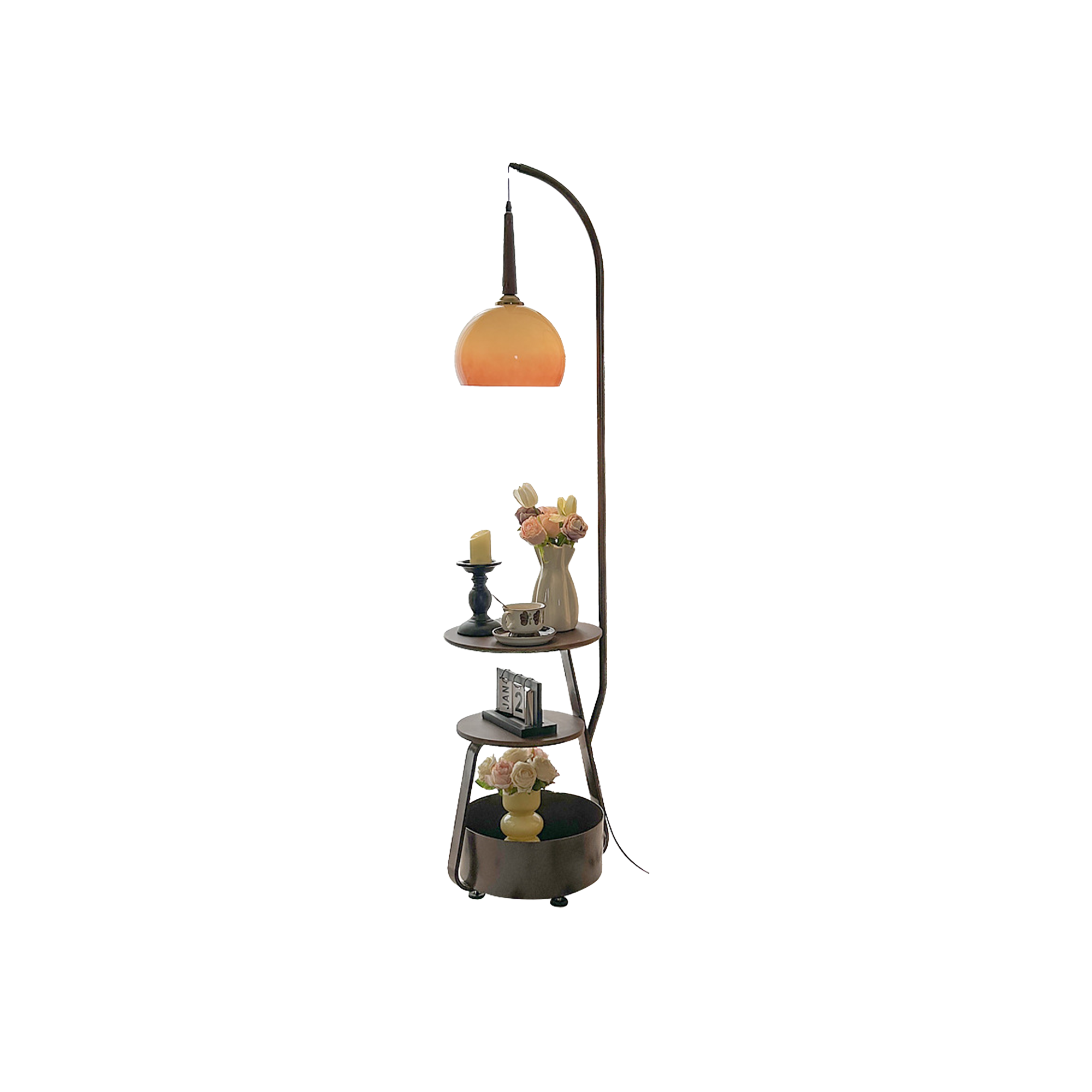 Orene Floor Lamp with Storage Side Table