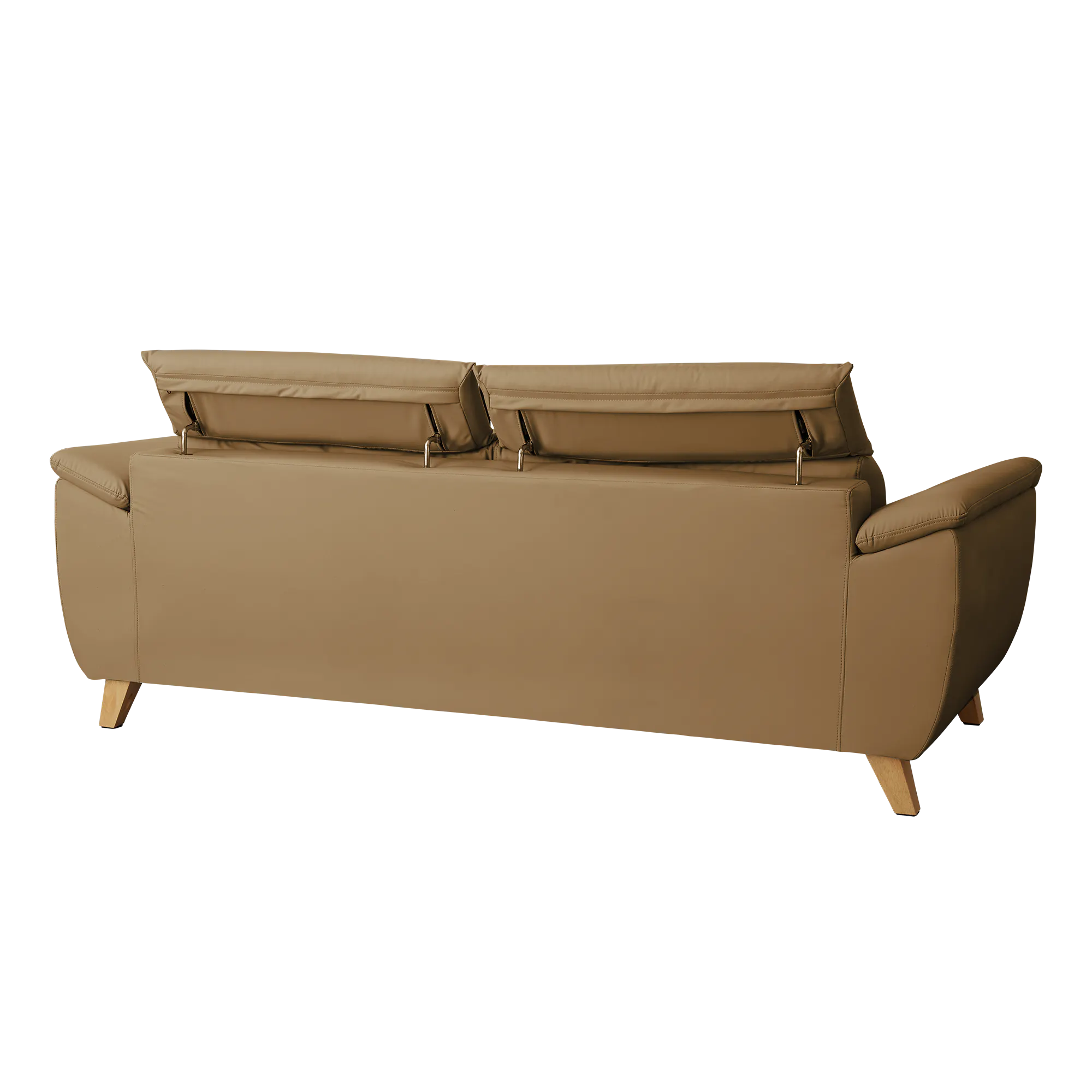Jordyn 3 Seater Sofa with Adjustable Headrest - Tan (Pet Friendly) - 9 - Modern leather sofa, beige upholstery, sleek