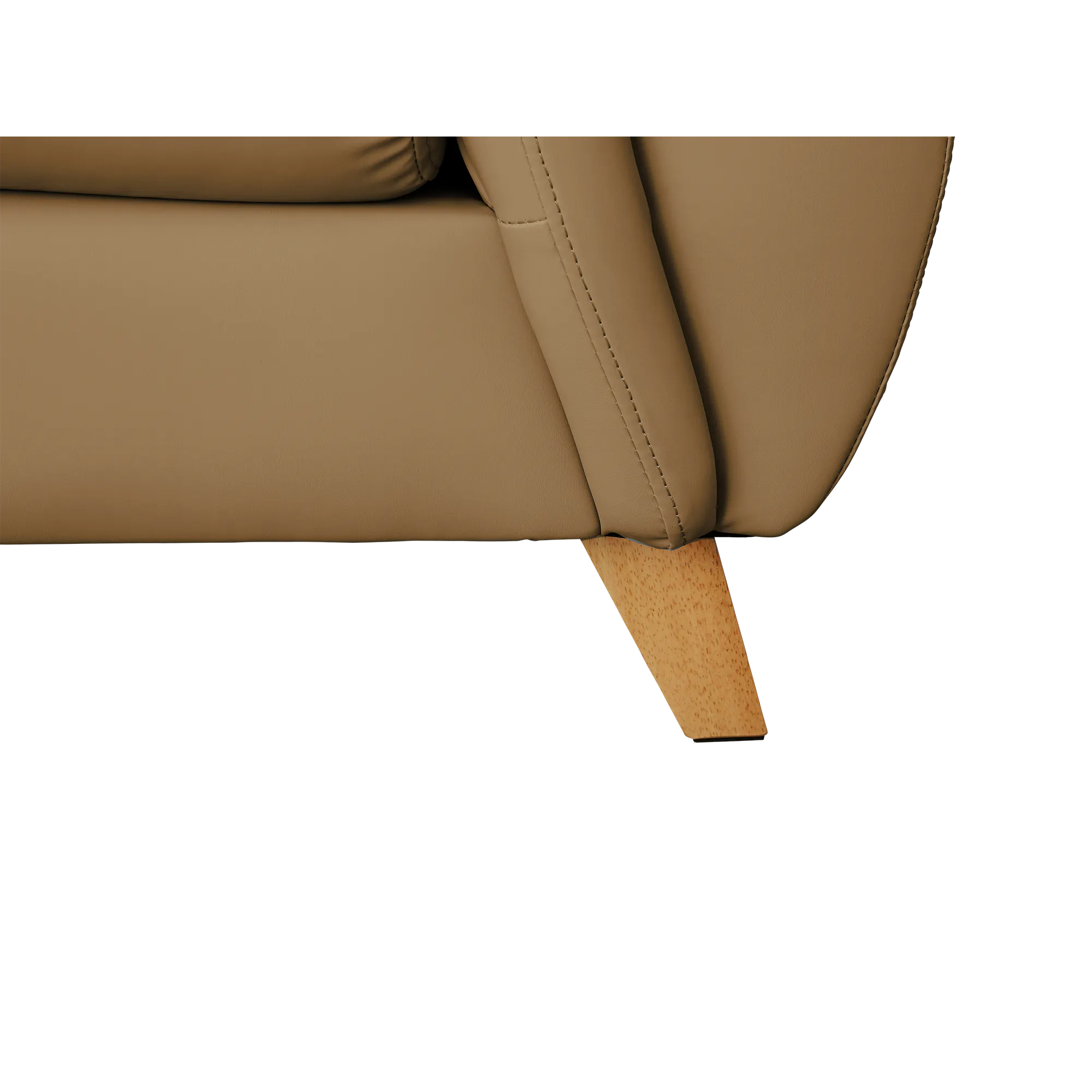 Jordyn 3 Seater Sofa with Adjustable Headrest - Tan (Pet Friendly) - 11 - Leather upholstery, cushioned seat, stitching