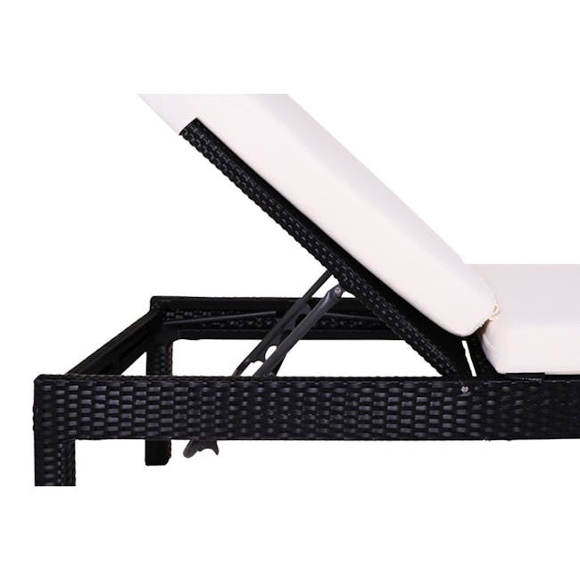 Wikiki Sunbed - White Cushion - 2 - Wicker lounge chair, black frame, white cushion, outdoor furniture, patio furniture