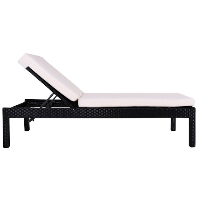 Wikiki Sunbed - White Cushion - 6 - Swing-style lounge chair, black wicker design, minimalist aesthetic, comfortable