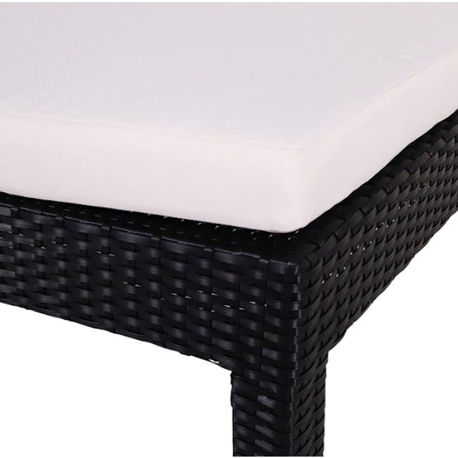 Wikiki Sunbed - White Cushion - 5 - Wicker outdoor furniture, black wicker chair, textured fabric seat, minimalist design