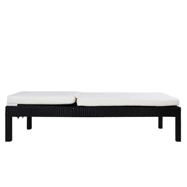 Wikiki Sunbed - White Cushion - 7 - modern outdoor bench, minimalist seating, black wicker design, white cushion, simple yet