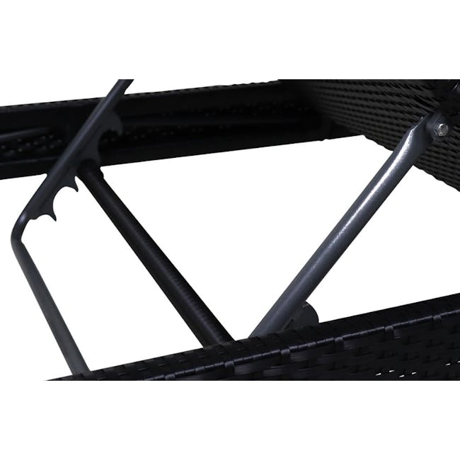 Wikiki Sunbed - White Cushion - 4 - Black, metal, tripod stand, sturdy frame, ergonomic design, woven material, adjustable