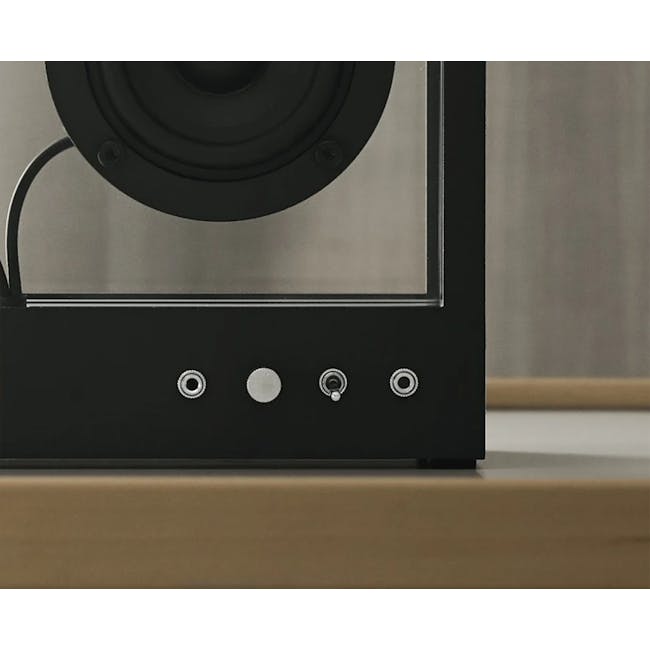 Small Transparent Speaker - Black - 3 - Black speaker enclosure, sleek design, minimalist aesthetic, modern hardware