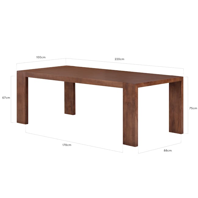Clarkson Dining Table 2.2m in Cocoa with 4 Fabian Armchairs in Espresso - 6