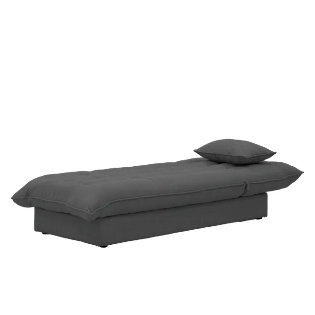 Tessa L-Shaped Storage Sofa Bed - Charcoal (Eco Clean Fabric) - 21 - Modern gray sofa with plush cushions, sleek design