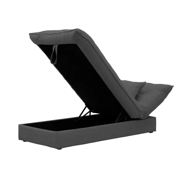 Tessa L-Shaped Storage Sofa Bed - Charcoal (Eco Clean Fabric) - 24 - Modern lounge chair, minimalist design, gray fabric