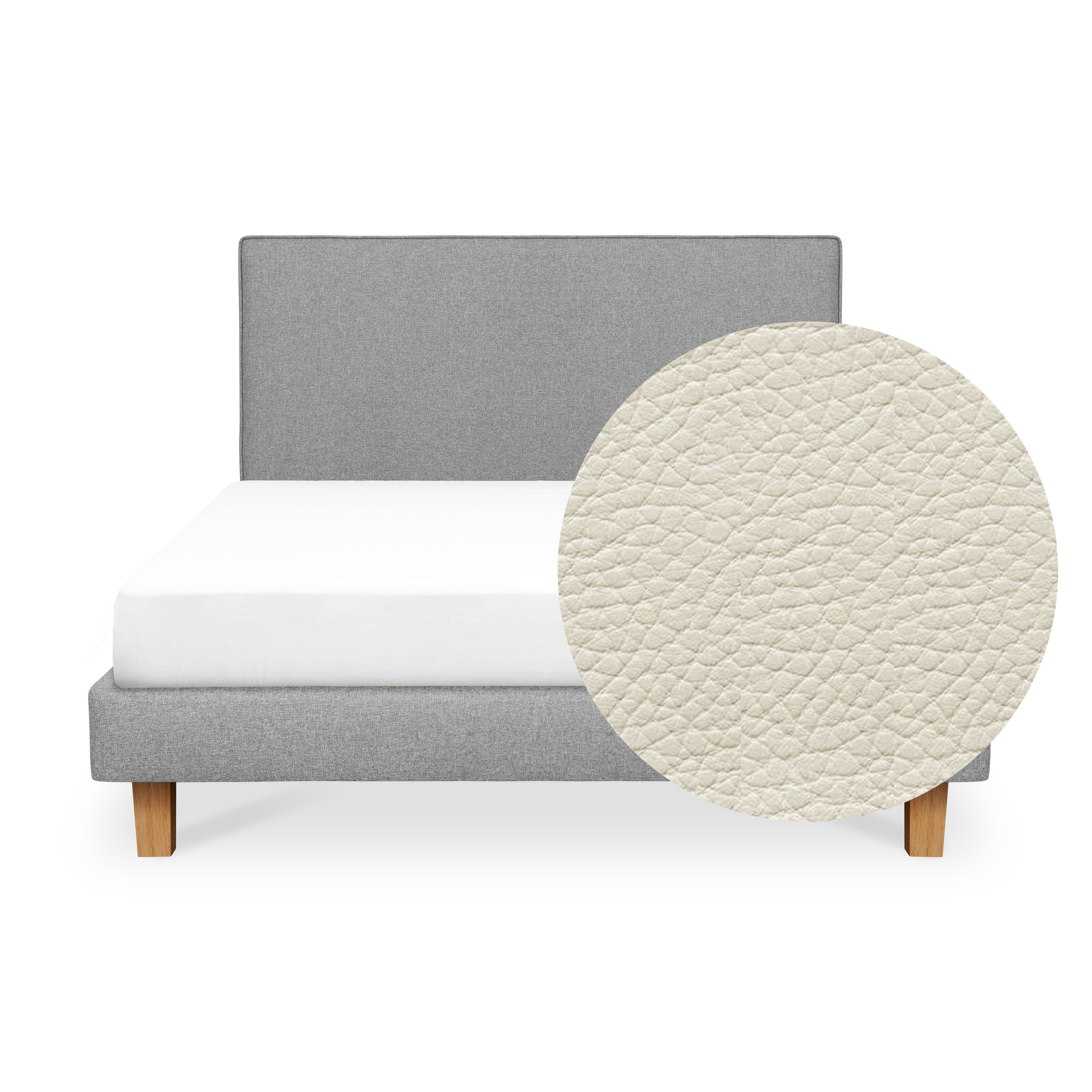 ESSENTIALS Queen Headboard Divan Bed - Snow (Faux leather)