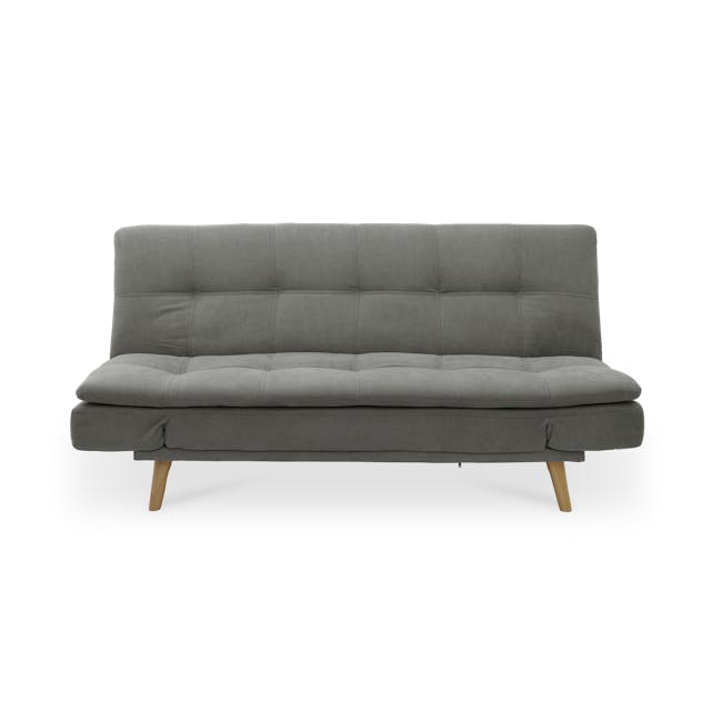 Kara 3 Seater Sofa Bed - Pigeon Grey - 1 - Modern gray upholstered sofa, minimalist design, wooden legs, soft cushioning