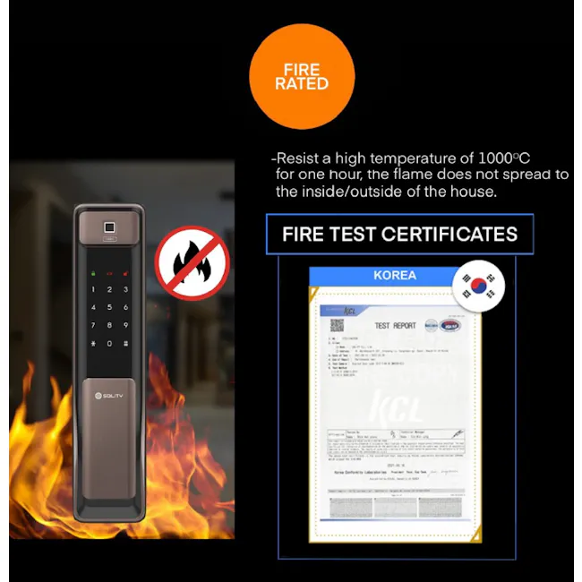 Solity Push Pull Door Lock GSP-2000BKF - Black - 10 - Fire rated, high temperature resistance, flame resistance