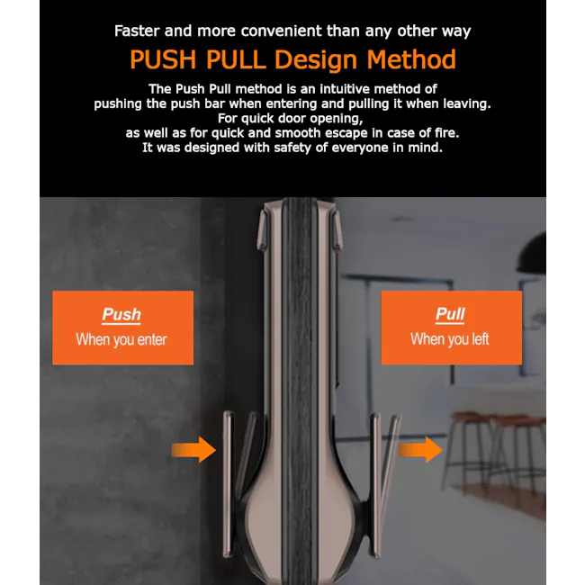Solity Push Pull Door Lock GSP-2000BKF - Black - 6 - Push, Pull, intuitive method, door opening, quick escape, safety
