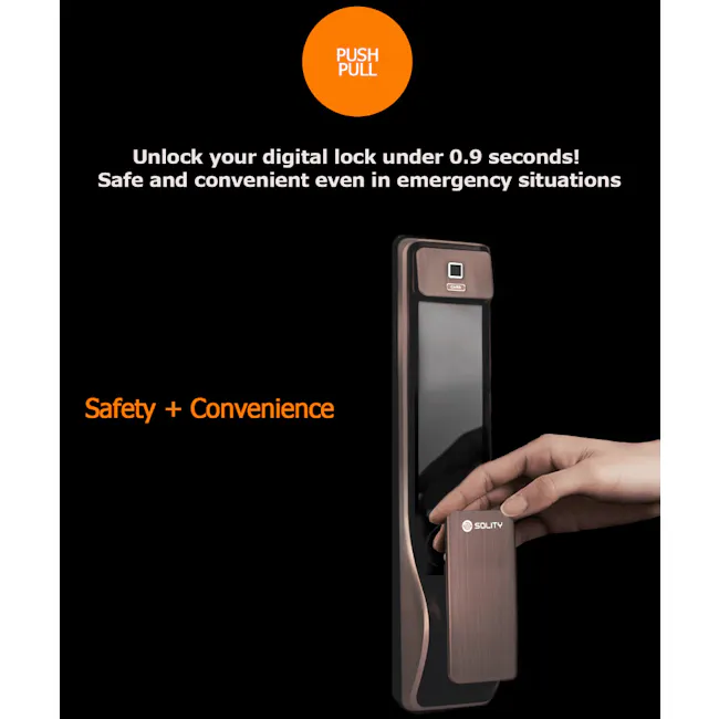 Solity Push Pull Door Lock GSP-2000BKF - Black - 5 - Unlock digital lock, Emergency situations, Safe and convenient, PULL