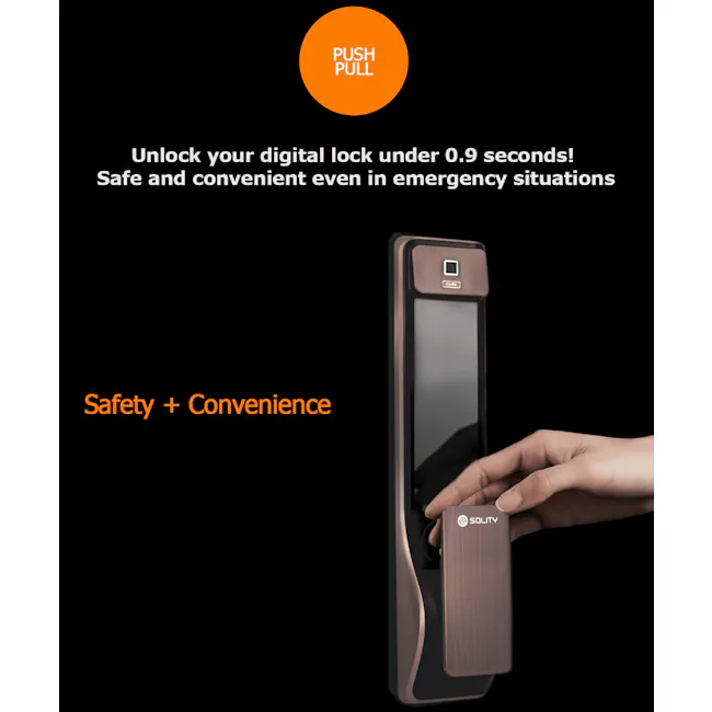 Solity Push Pull Door Lock GSP-2000BKF - Black - 5 - Unlock digital lock, Emergency situations, Safe and convenient, PULL