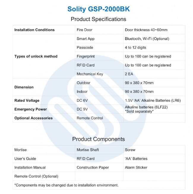 Solity Push Pull Door Lock GSP-2000BKF - Black - 19