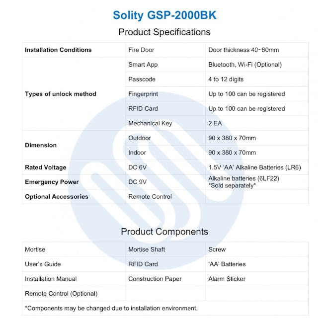 Solity Push Pull Door Lock GSP-2000BKF - Black - 19