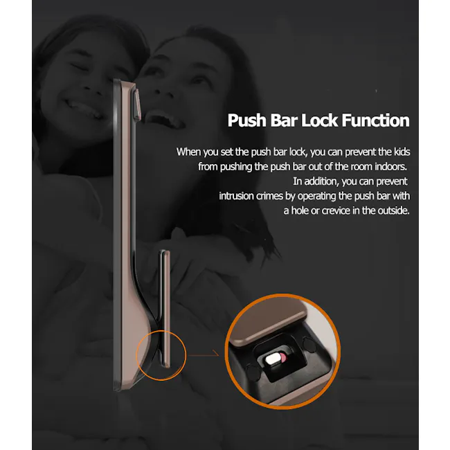 Solity Push Pull Door Lock GSP-2000BKF - Black - 16 - Push bar lock function, preventing kids from pushing, preventing