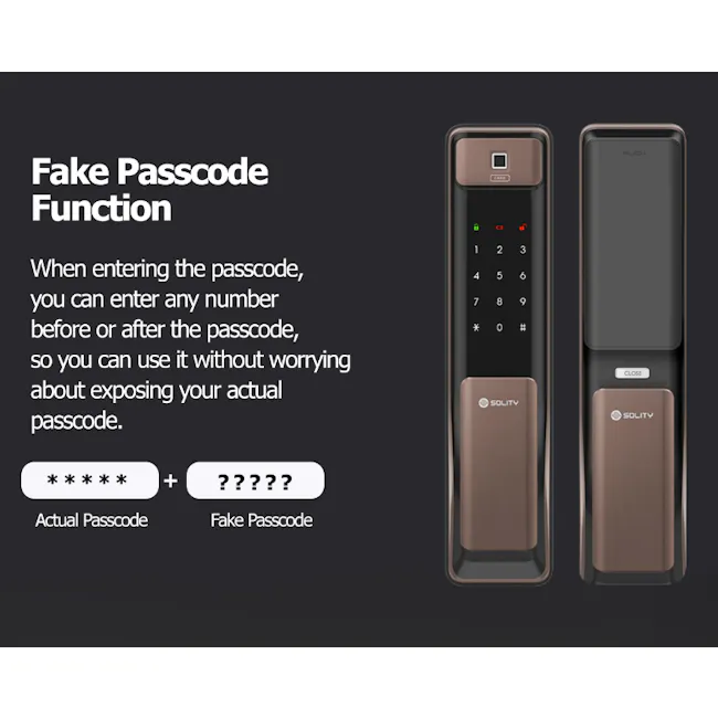 Solity Push Pull Door Lock GSP-2000BKF - Black - 15 - Simultaneous Enter Passcode and Fake Passcode, Dual Passcode Entry
