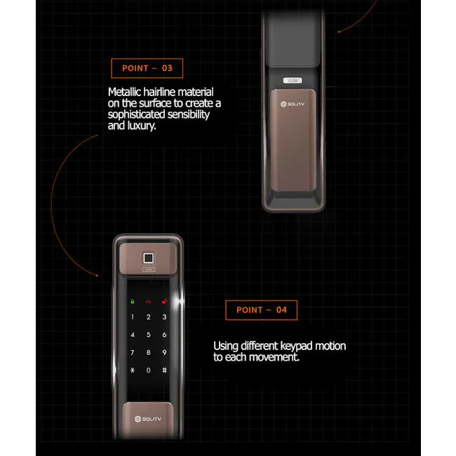 Solity Push Pull Door Lock GSP-2000BKF - Black - 13 - Sleek and Sophisticated Design, Metallic Hairline Material, Specially