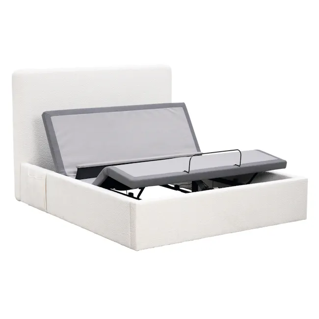 Aeva Queen Bed - White Boucle (frame only) - 4