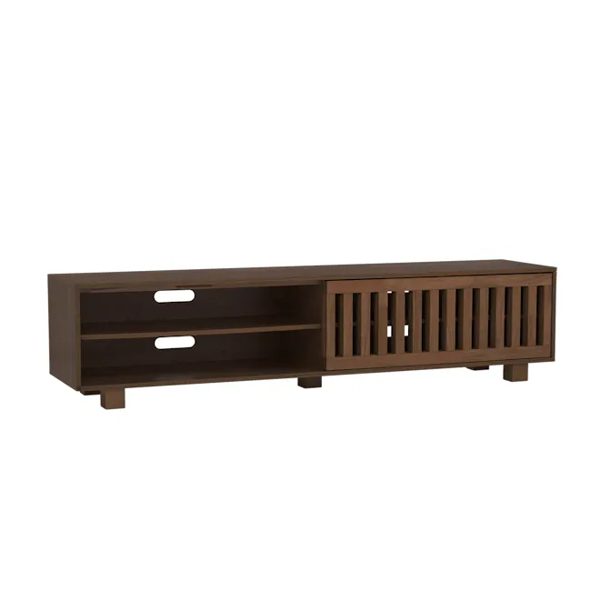 Keita TV Console 1.8m - Walnut - 9 - Wooden sideboard with two drawers, minimalist design, dark brown finish, vertical