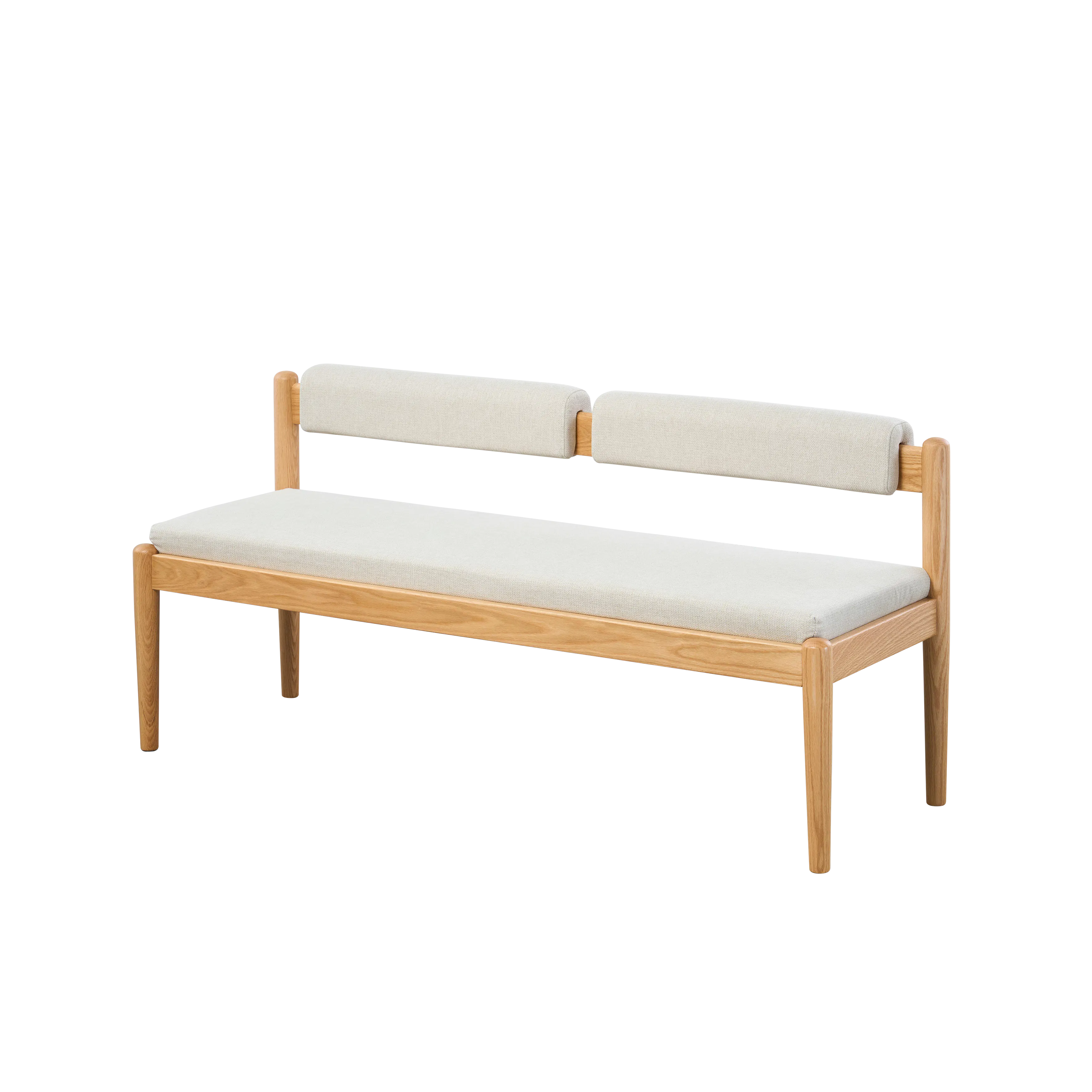 Adelyn Dining Table 1.4m (Sintered Stone) with 2 Niel Chairs and Niel Bench 1.25m in Oak - 34 - Wooden bench with beige