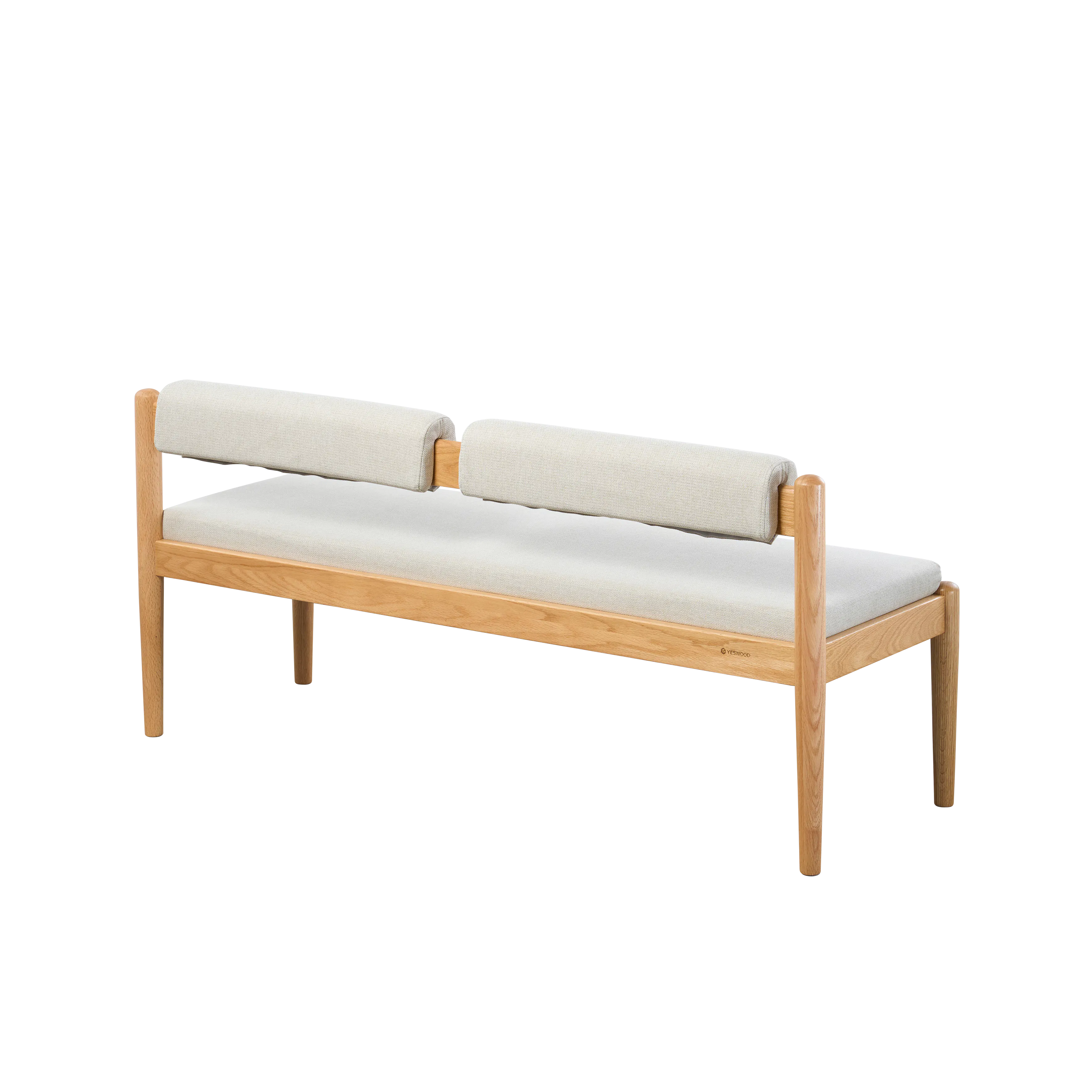 Adelyn Dining Table 1.4m (Sintered Stone) with 2 Niel Chairs and Niel Bench 1.25m in Oak - 62 - Wooden bench, light beige