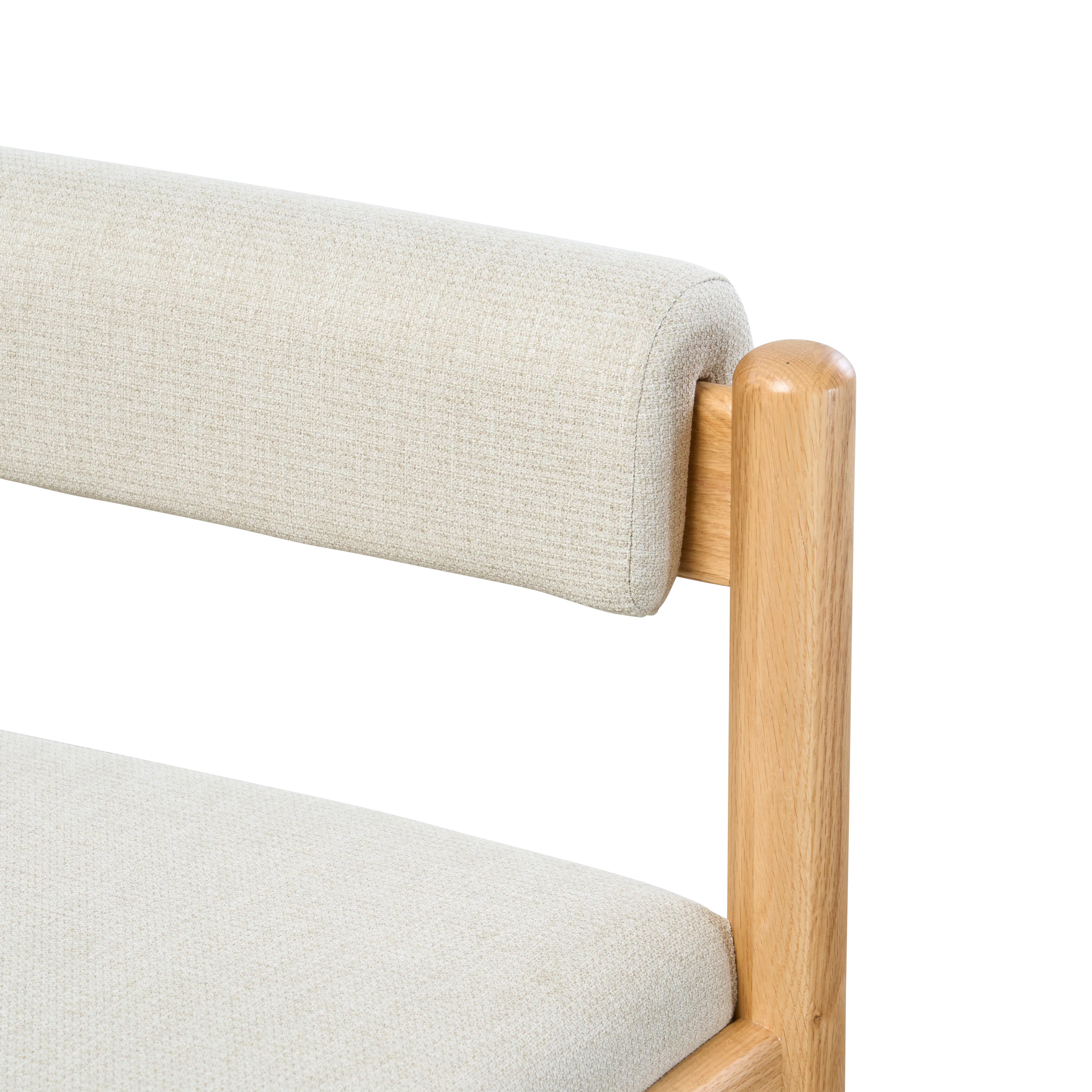 Adelyn Dining Table 1.4m (Sintered Stone) with 2 Niel Chairs and Niel Bench 1.25m in Oak - 61 - Cream-colored fabric sofa