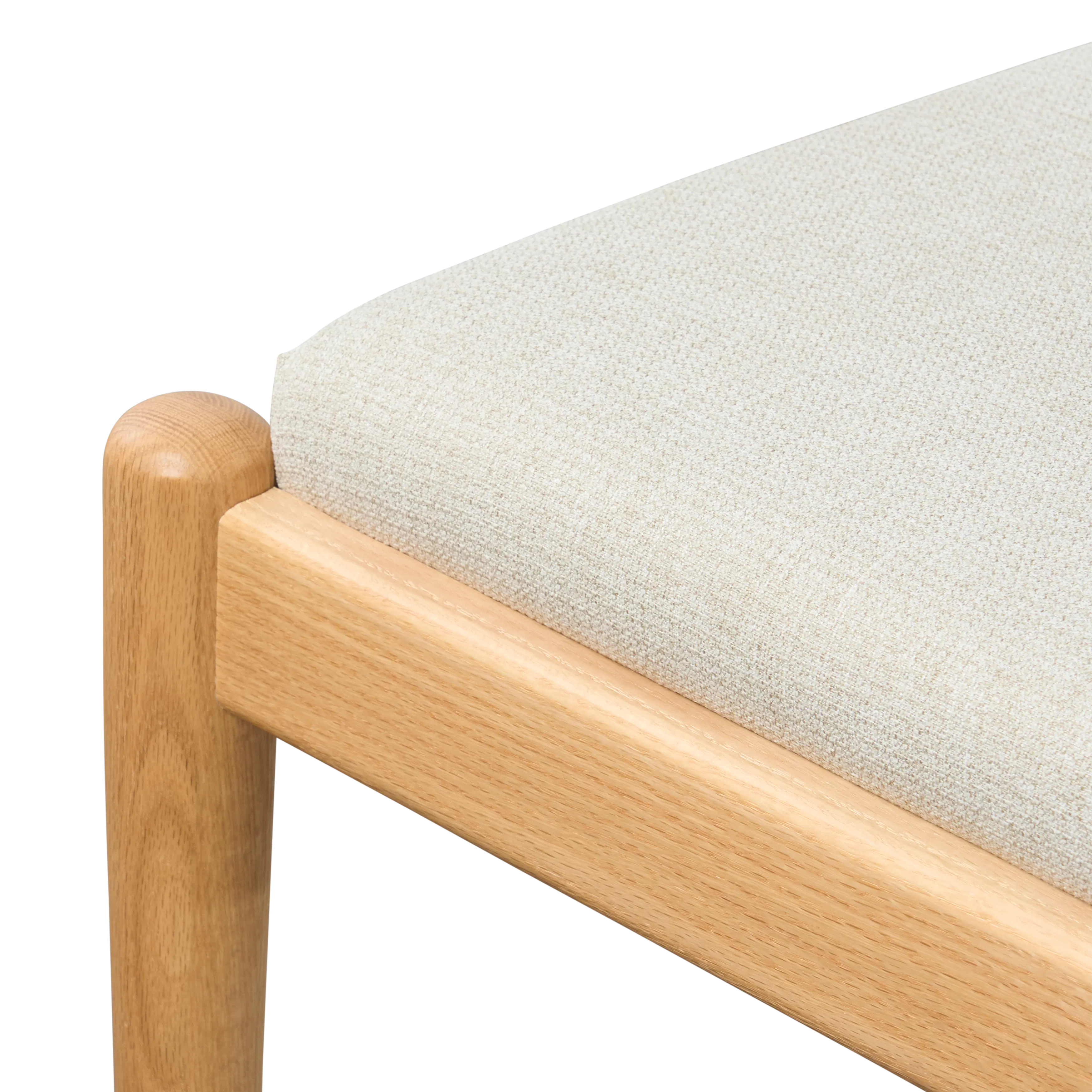 Adelyn Dining Table 1.4m (Sintered Stone) with 2 Niel Chairs and Niel Bench 1.25m in Oak - 81 - Wooden armrest, light beige