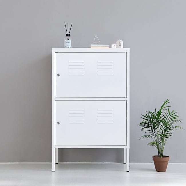 Olavi 2 Tier Metal Storage Cabinet - White - 2