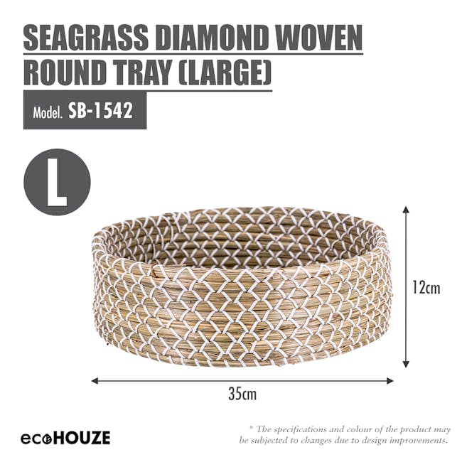 ecoHOUZE Seagrass Diamond Woven Round Tray (3 Sizes) - 8