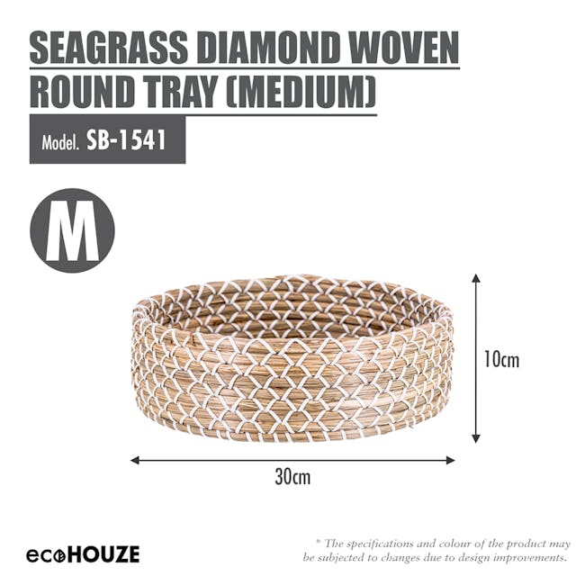 ecoHOUZE Seagrass Diamond Woven Round Tray (3 Sizes) - 7