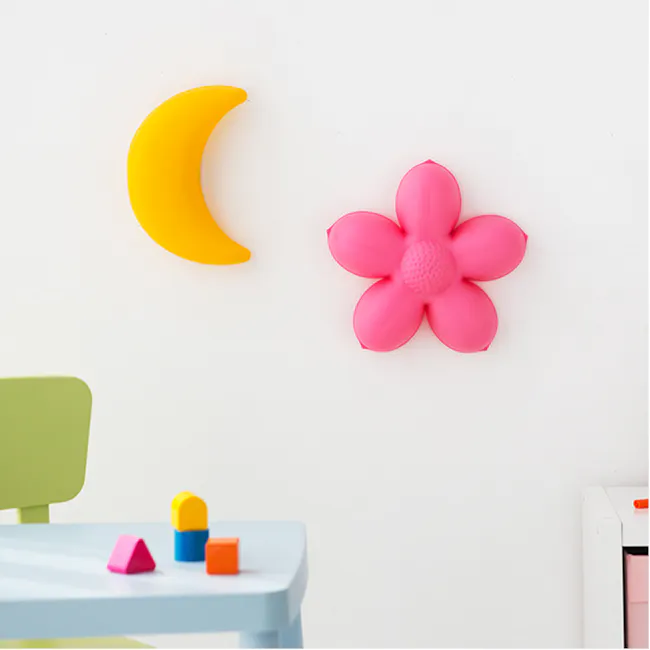 Kids Blossom Flower Wall Lamp - 8 - Moon, crescent, wall art, flower, bright colors, pastel, playful, childlike, colorful