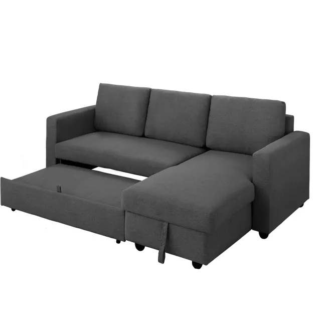 (As-is) Mia L-Shaped Storage Sofa Bed - Graphite - 17 - 16