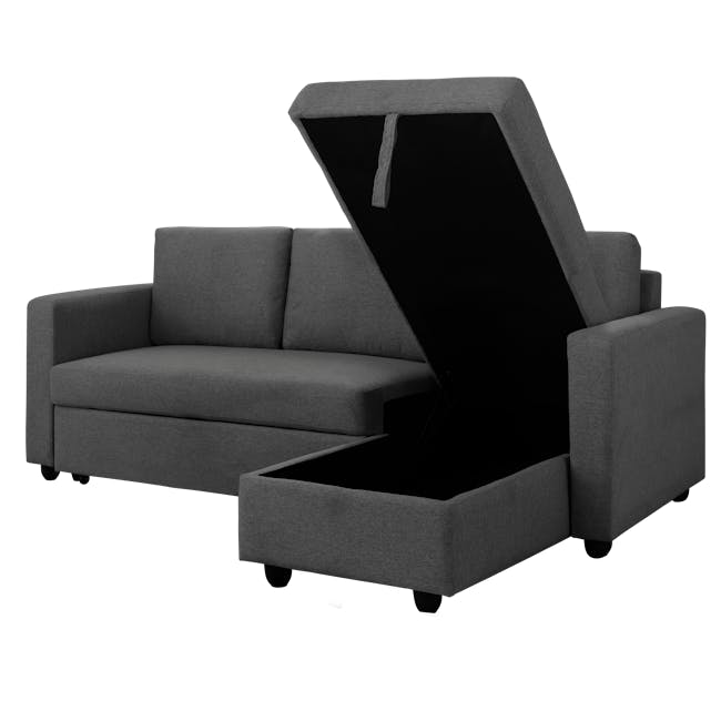 Mia L-Shaped Storage Sofa Bed -  Graphite - 3