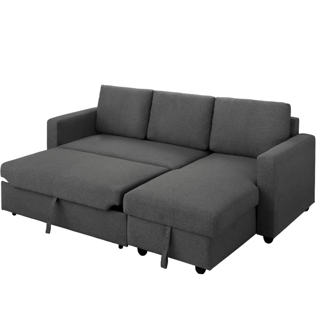 Mia L-Shaped Storage Sofa Bed -  Graphite - 1