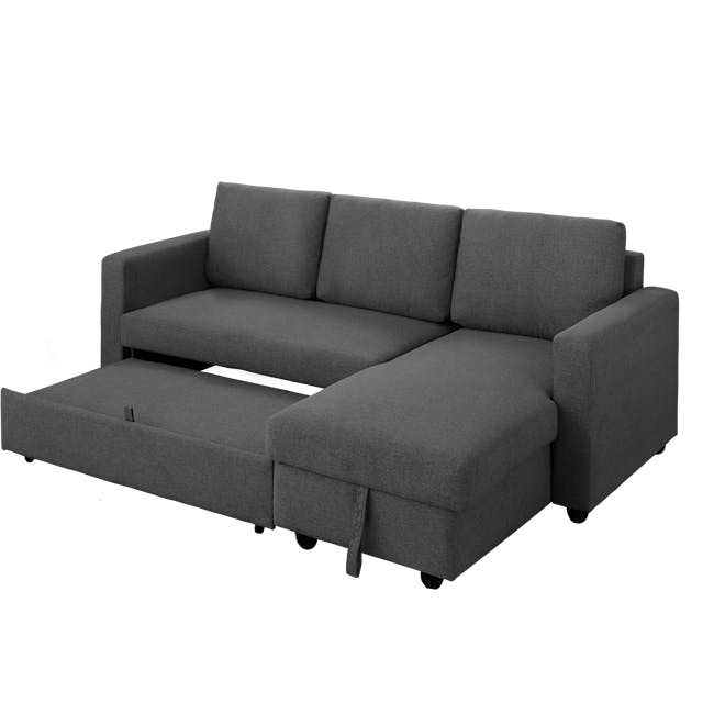 Mia L-Shaped Storage Sofa Bed -  Graphite - 4