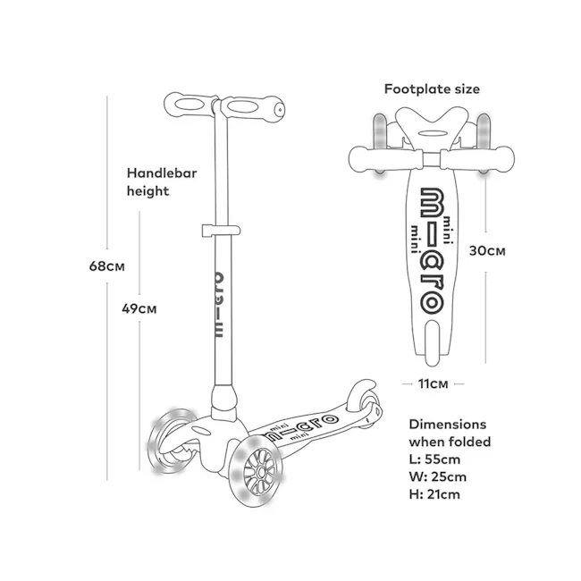 Micro Mini Deluxe Foldable LED Scooter - Aqua (Age 1-5) - 13